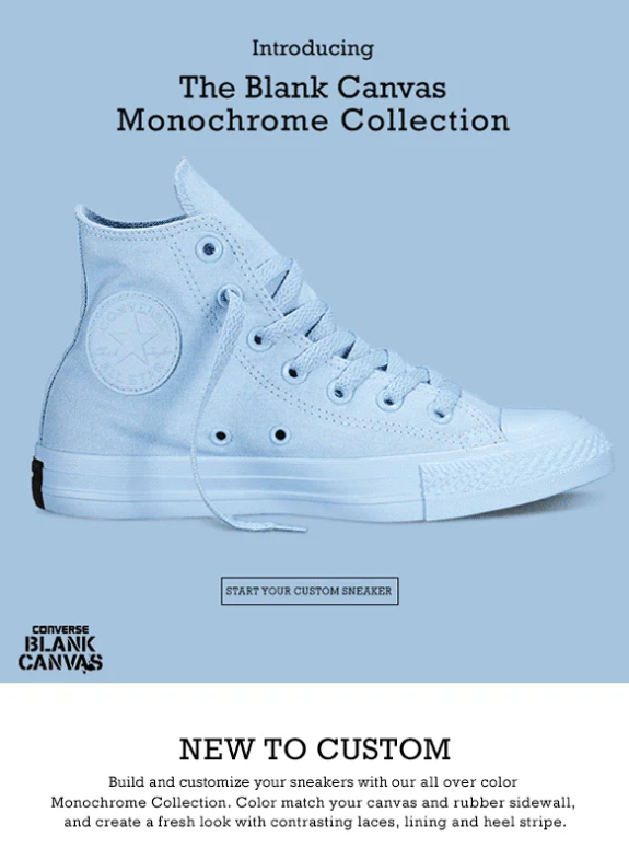 announcement email from Converse